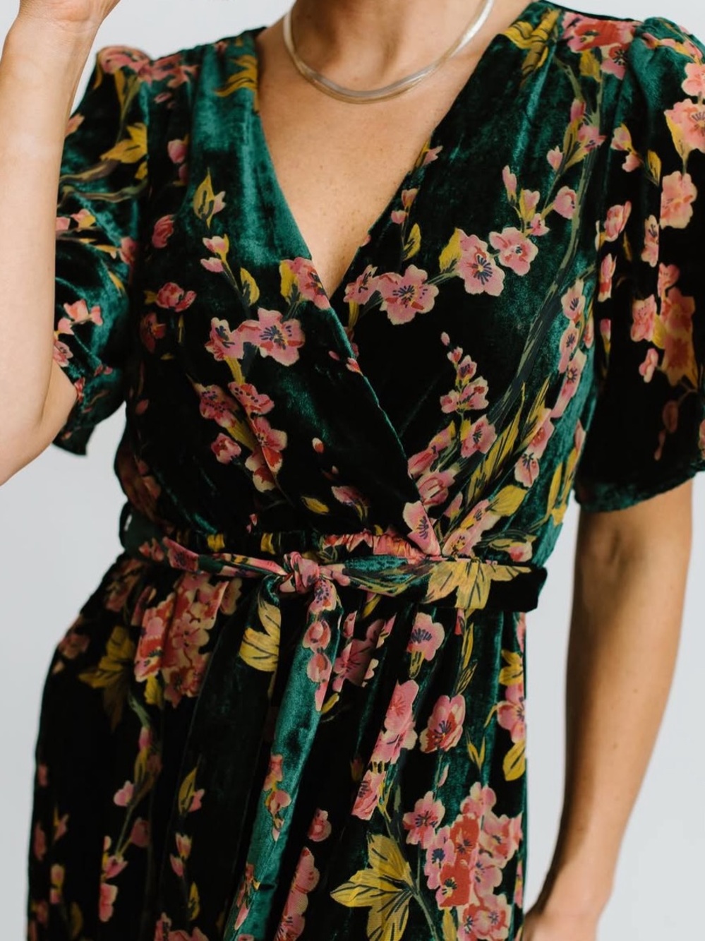 Baltic Born Uma boho inspired green floral belted maxi dress. Large - Picture 3 of 11